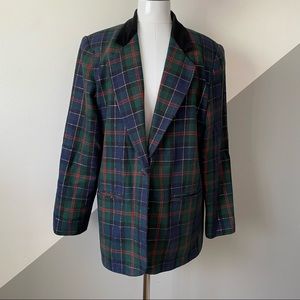 Sag Harbor Red Green Holiday Plaid Blazer Jacket